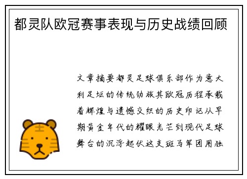 都灵队欧冠赛事表现与历史战绩回顾